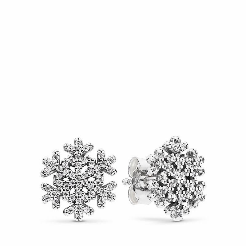 Pandora Snowflake Stud Earrings Ireland - Sterling Silver/Cubic Zirconia - 346980NXV